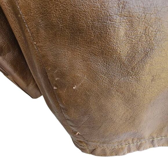 Vintage Reed Sportswear Leather Car Coat Men’s 42 Brown Button Overcoat Jacket - Picture 10 of 15